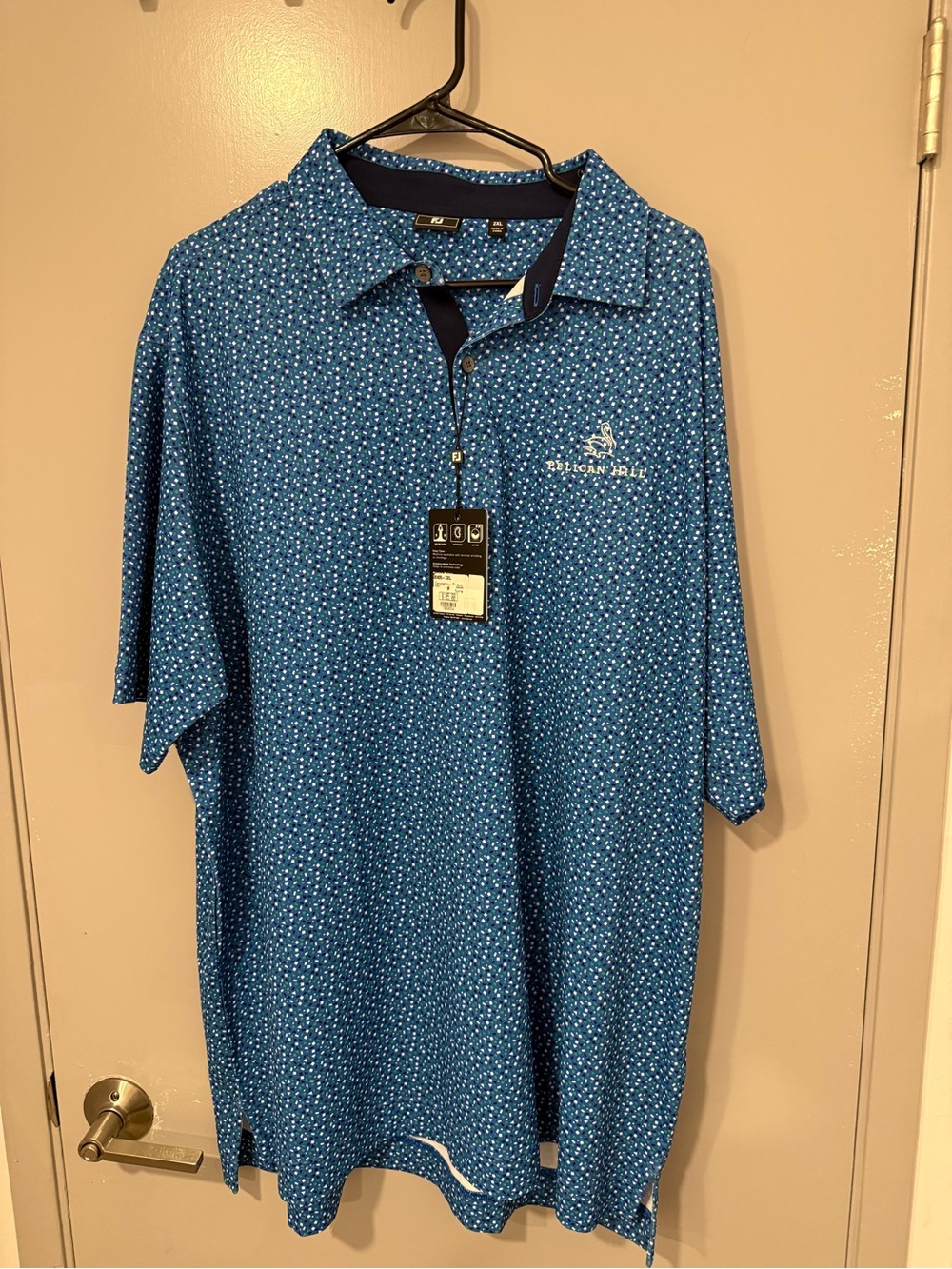 FootJoy Blue Micro-Pattern Golf Polo